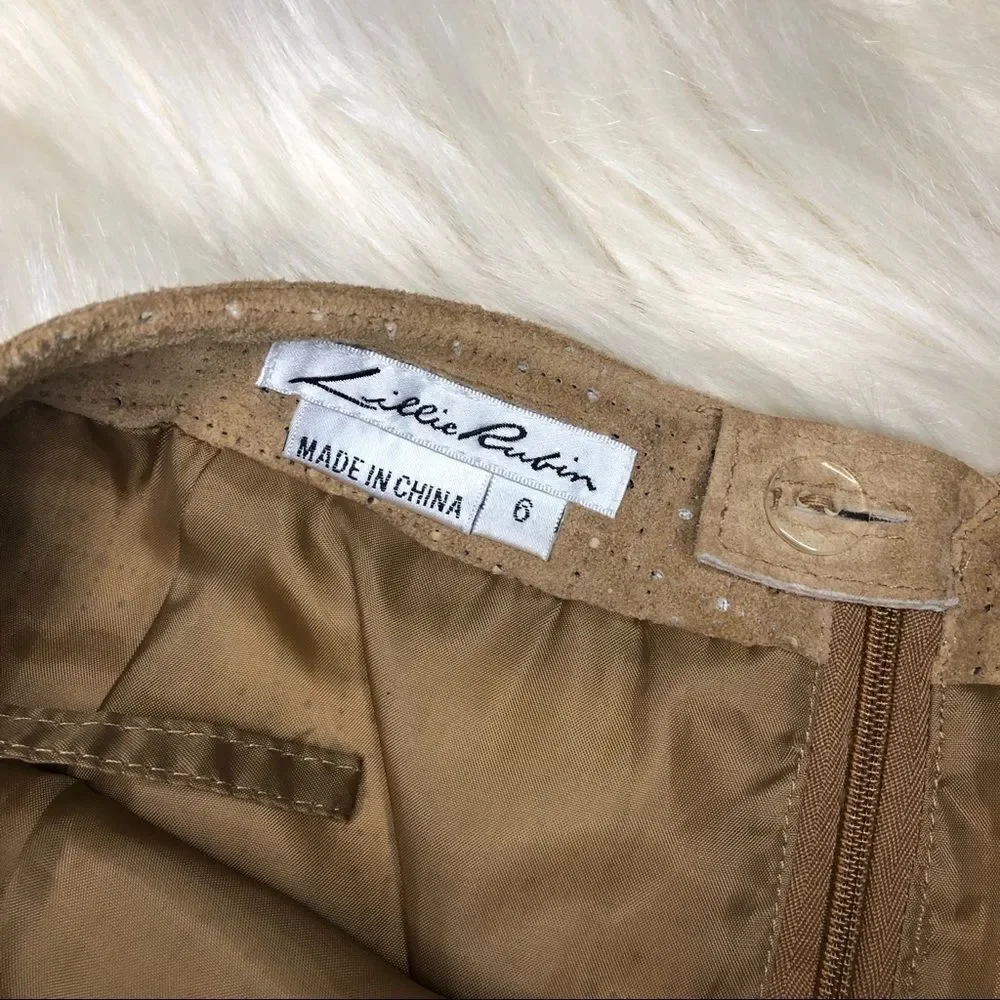 Lillie Rubin tan eyelet skirt sz 6